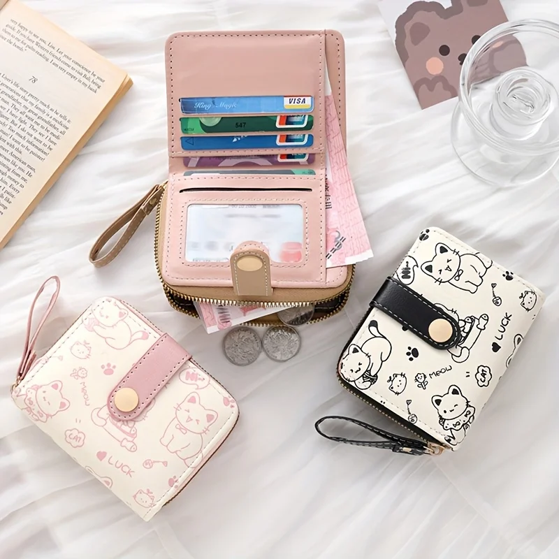 Wristlet Wallet Zipper - Женский кошелек-клатч с принтом милого медведя,