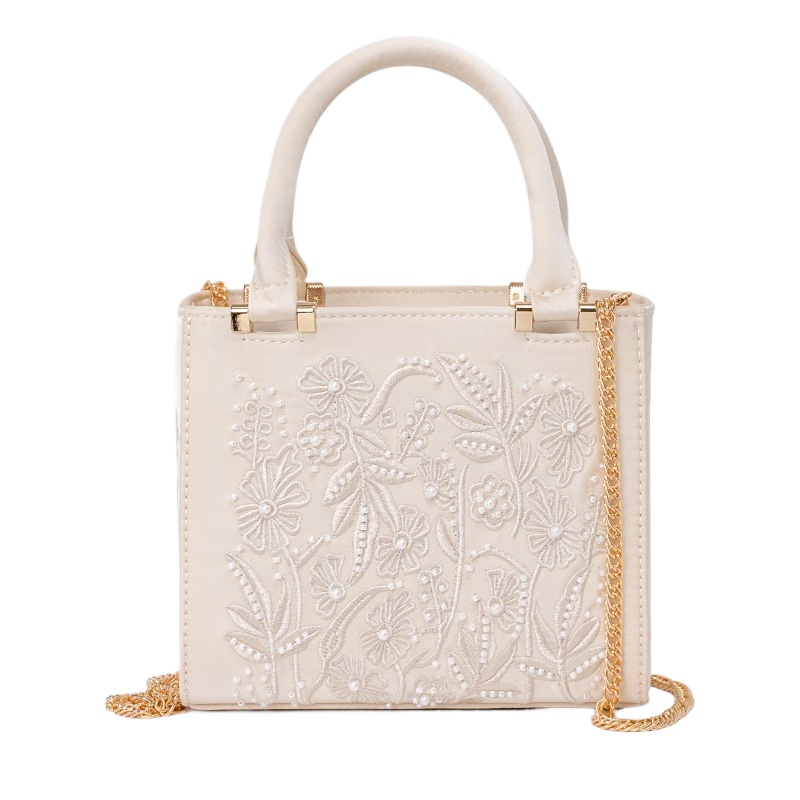Structured Handbag Top Handle - Винтажная элегантная структурированная сумка с вышивкой