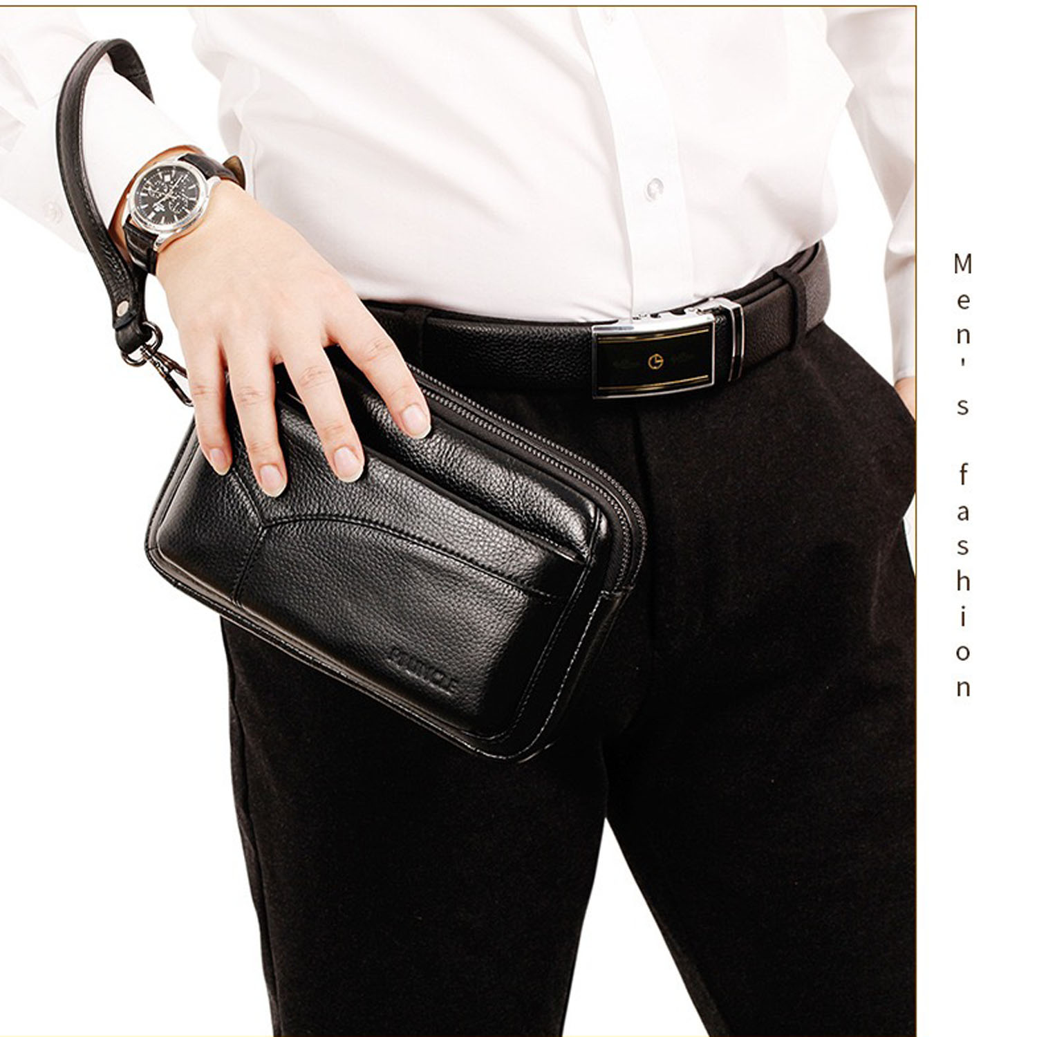 Wristlet Wallet Zipper - Мужской модный деловой клатч из натуральной