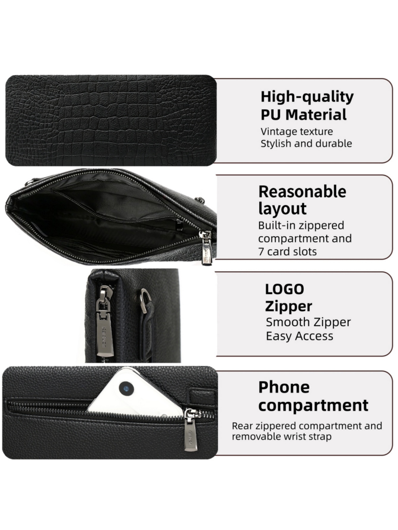 Мужская сумка-клатч из искусст – обзор и цена Wristlet Wallet Zipper